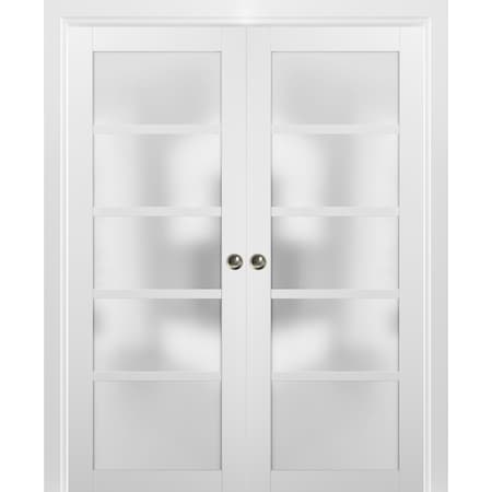 Sartodoors Double Pocket Interior Door, 64" x 96", White QUADRO4002DP-WS-6496